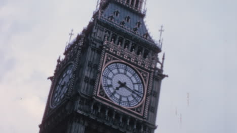 Big-Ben-tower-close-up,-historical-footage-from-London-in-the-1960’s