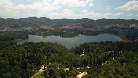 Beautiful-Aerial-View-of-Albania's-Grand-Park-of-Tirana-in-Capital-City