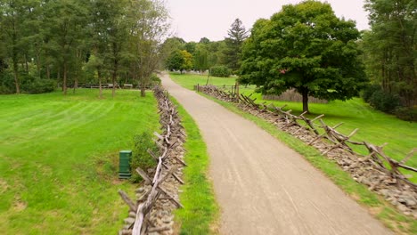 Road-between-houses-Historical-restoration-of-the-Isaac-Hale-home-in-Susquehanna-Pennsylvania