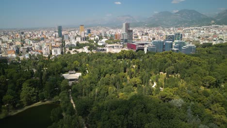Aerial-View-of-Tirana,-Albania's-Capital-City-from-Grand-Park-of-Tirana