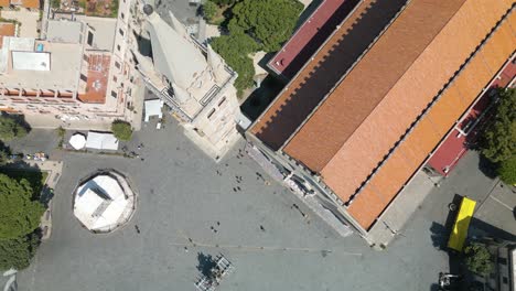 Piazza-Del-Duomo-En-Messina,-Italia---Vista-Aérea-De-Arriba-Hacia-Abajo