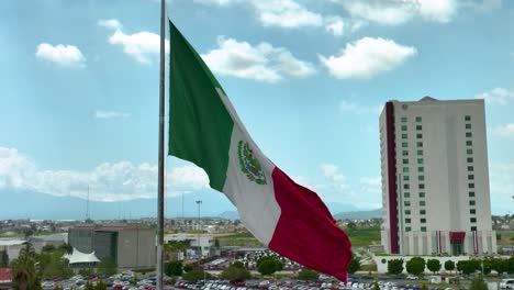 Closeup-drone-footage-of-the-Mexican-flag