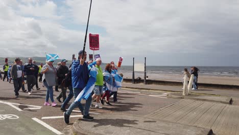Scottish-activists-marching-for-Independence-in-Ayr,-Scotland