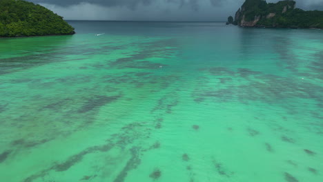 Dangerous-storm-coming-towards-islands-of-Phi-Phi,-aerial-drone-view