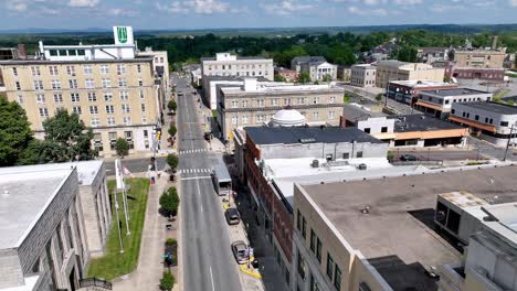 aerial-slow-street-level-push-beckley-west-virginia,-small-town-america