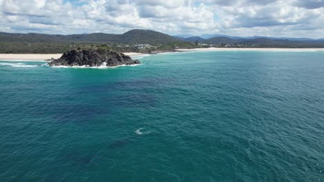 Cabarita-Beach-Along-The-Coral-Sea-Coast-In-New-South-Wales,-Australia---aerial-shot