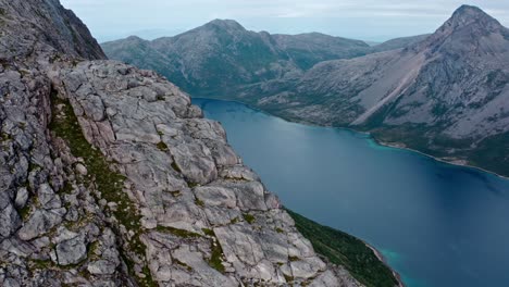Craggy-Landscape-Of-Mountain-Ranges-Of-Salberget-Near-Flakstad-Village-In-Senja-Island,-Norway