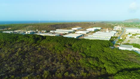 Industrial-factory-storage-center-complex-in-brievengat-curacao,-aerial-establish