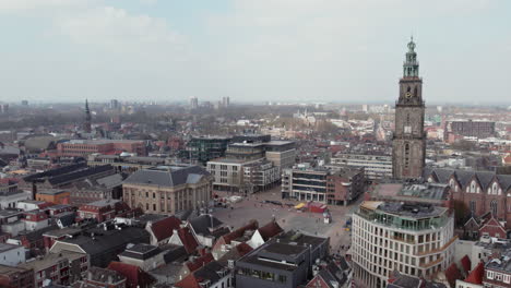 Martinikerk-Bell-Tower-And-Grote-Markt-Groningen-In-The-City-Center-Of-Groningen-In-Netherlands