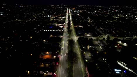 Duel-Lane-Road-aerial-traffic-flowing-at-night-Christchurch