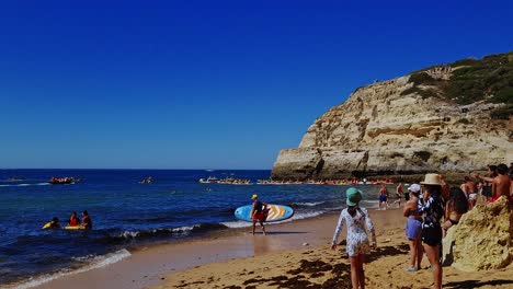 Hot-sunny-weather-for-a-day-at-Benagil-Beach-in-the-Algarve-for-people-on-vacation
