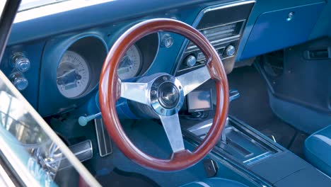 Old-School-Car-Interior-1960's,-Vehicle-Dashboard,-Classic-Car