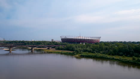 Long-shot-of-PGE-Narodowy-stadium,a-monumental-urban-landmark-in-Poland