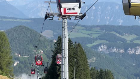 Cable-car-in-Zauberberg-Semmering,-in-Austria-filmed-in-4K-30-FPS-from-below