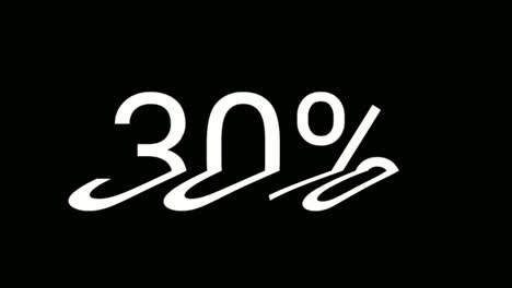 number-thirty-percent-30%-animation-motion-graphics-with-Glitch-effect-on-black-background