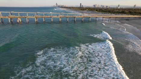 Scenic-View-Of-The-Gold-Coast-Seaway-Sand-Pumping-Jetty-At-The-Spit,-Main-Beach-In-Queensland,-Australia