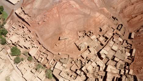 Tuyoq-oasis-village-in-the-Taklamakan-desert,-China,-Aerial-top-down-view