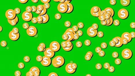 Regen-Von-Dollarmünzen-Geldanimation-Zeichensymbol-Bewegungsgrafiken-Auf-Grünem-Bildschirm