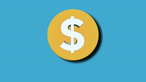 Falling-down-and-bouncing-Dollar-coin-money-animation-sign-symbol-motion-graphics-on-blue-background