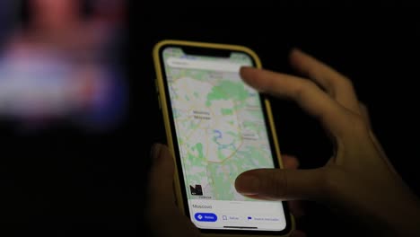 Using-smartphone-to-find-destination-on-map-application