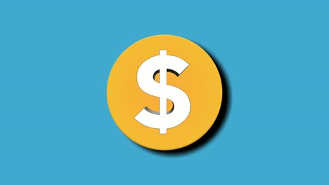 Moneda-De-Dólar-Dinero-Animación-Signo-Símbolo-Gráficos-En-Movimiento-Sobre-Fondo-Azul