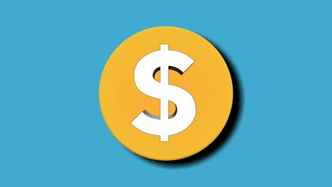 Pop-up-Dollar-Münzengeld-Animationszeichen-Symbol,-Bewegungsgrafiken-Auf-Blauem-Hintergrund