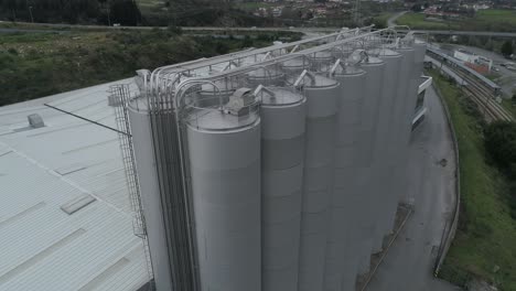 Huge-Industrial-Reservoir-Towers-Aerial-View