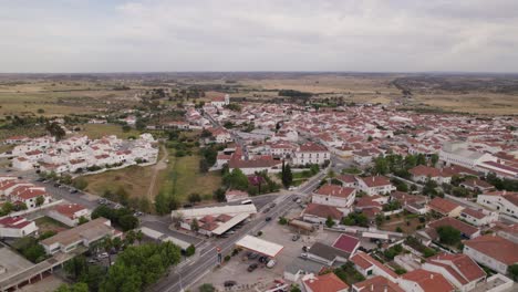 Aerial-view-of-small-quaint-town-of-Castro-Verde,-Alentejo,-Portugal