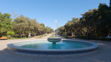 Wide-view-of-fountain-and-walkways-in-Botanical-Gardens-of-Rabat