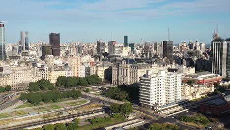 Aerial-panoramic-view-of-Centro-Cultural-Kirchner,-CCK,-in-Buenos-Aires,-Argentina