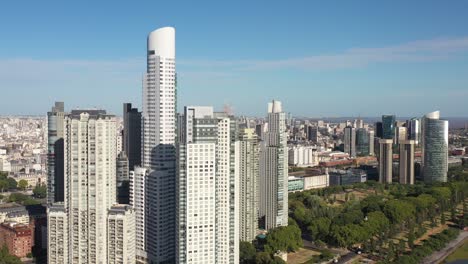 Aerial-panoramic-view-of-the-skyline-in-Puerto-Madero,-Buenos-Aires