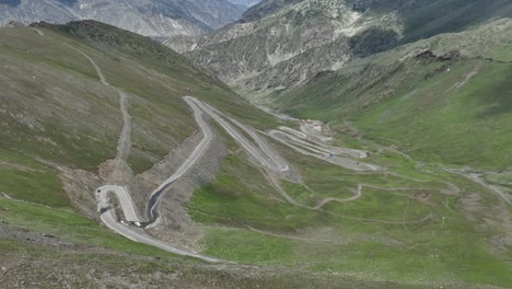Aerial-View-Of-Winding-Mountain-Road-At-Babusar-Pass