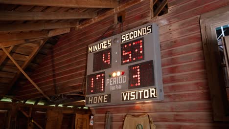 an-old-bulb-light-scoreboard-in-a-vintage-wooden-barn