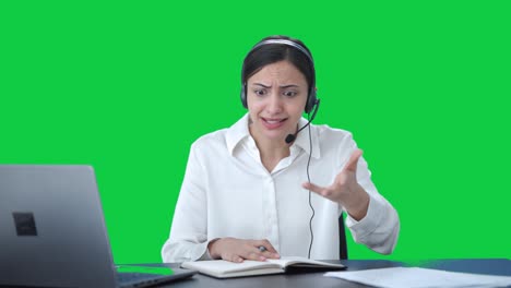 Angry-Indian-call-center-girl-shouting-on-someone-Green-screen
