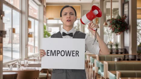 Angry-Indian-woman-waiter-protesting-for-EMPOWER