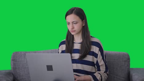 Indian-girl-doing-work-from-home-Green-screen