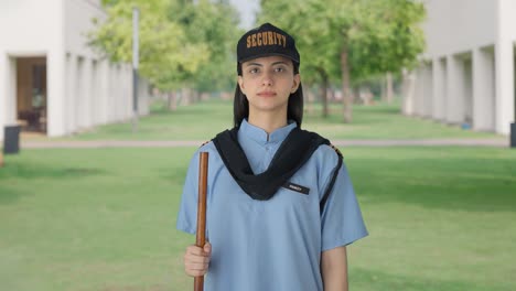 Indian-female-security-guard-standing-on-duty
