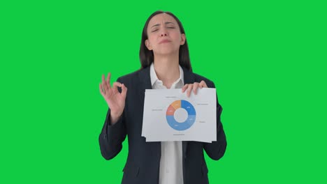 Happy-Indian-business-woman-talking-to-employees-Green-screen