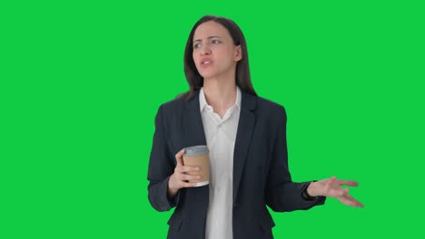 Angry-Indian-female-manager-waiting-for-someone-Green-screen