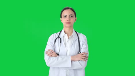 Porträt-Einer-Indischen-Ärztin-Auf-Grünem-Bildschirm