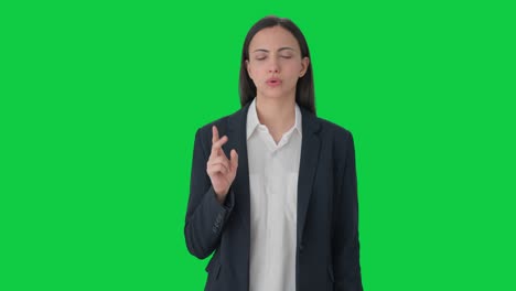 Indian-female-manager-talking-to-the-camera-Green-screen
