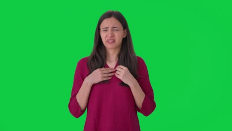 Indian-woman-having-gastric-issues-Green-screen