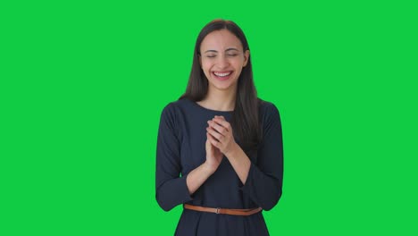 Happy-Indian-girl-clapping-and-appreciating-Green-screen