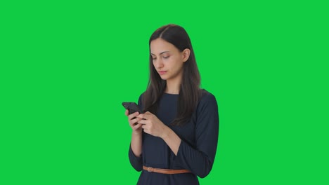 Indian-girl-chatting-with-someone-Green-screen