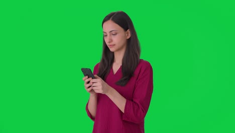 Indian-woman-chatting-with-someone-Green-screen