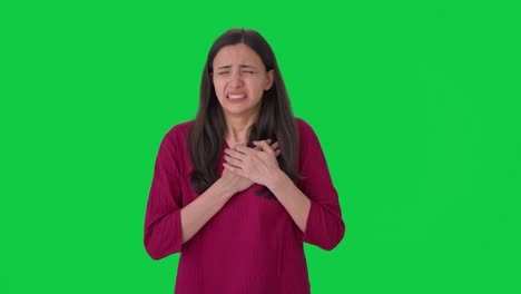 Indian-woman-having-a-heart-attack-Green-screen