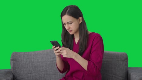 Angry-woman-chatting-with-someone-Green-screen