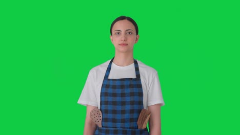 Indian-housewife-looking-to-the-camera-Green-screen