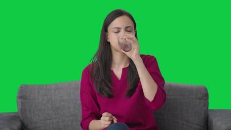 Indian-woman-having-vomit-after-taking-medicine-Green-screen