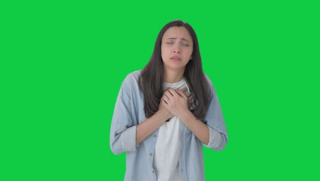 Indian-girl-having-a-heart-attack-Green-screen